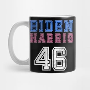(Front) Biden Harris 46 Retro Vintage Distressed Football Sports Jersey Style Joe And Kamala 2020 Mug